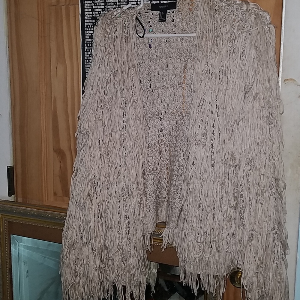 Fringe cardigan sweater